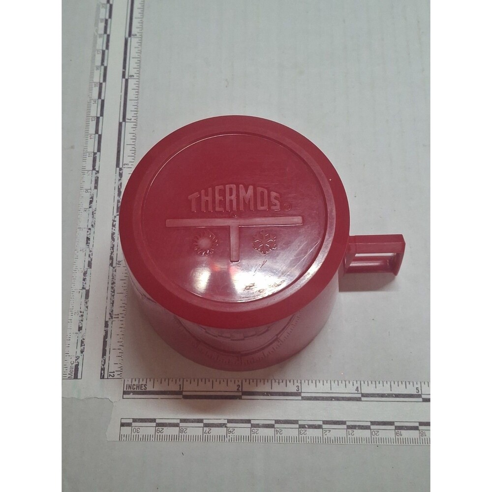 Genuine Thermos RED replacement Cup Used ~ 3" dia. & 2.25" deep